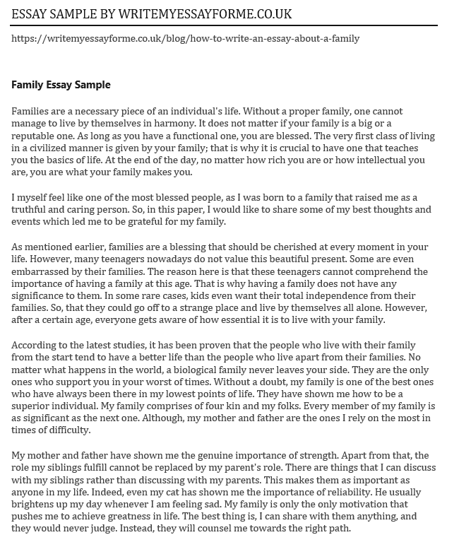 long essay about family